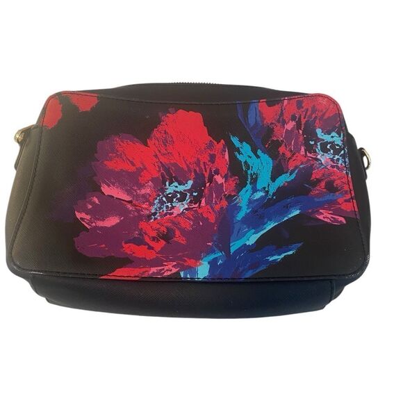 Trina Turk Black Multi-Colored Floral Crossbody w/ Detachable Handle. - Picture 4 of 12